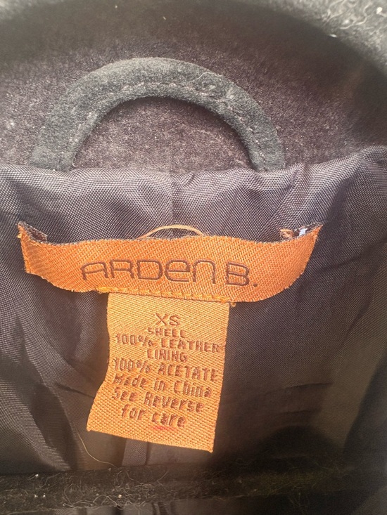 Vintage 90s ARDEN B Black Suede Leather Silver Embellished Maxi Coat Jacket.XS - Picture 5 of 5